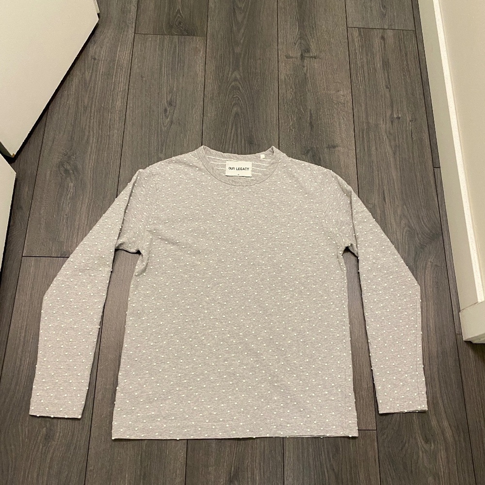 Our Legacy Jacquard Dots Cotton Long-Sleeve Shirt Size S